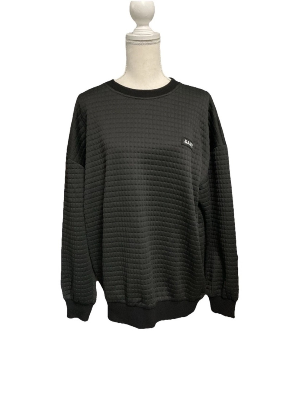 AMPERSAND AVE You Matter Black Quilted Crewneck Sweater NWT